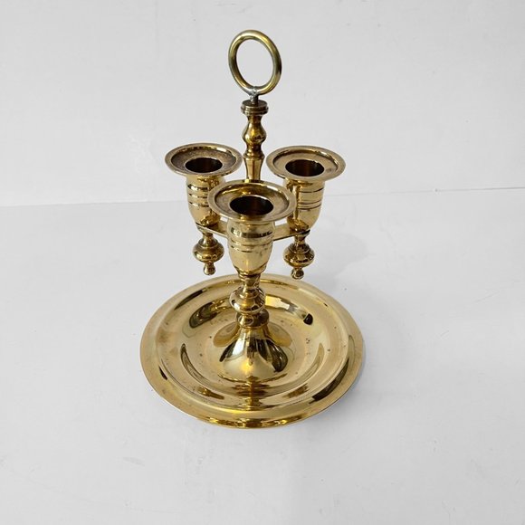 Vintage MCM Heavy Solid Brass Candelabra -m3 Candleholders and drip Tray - Picture 2 of 15
